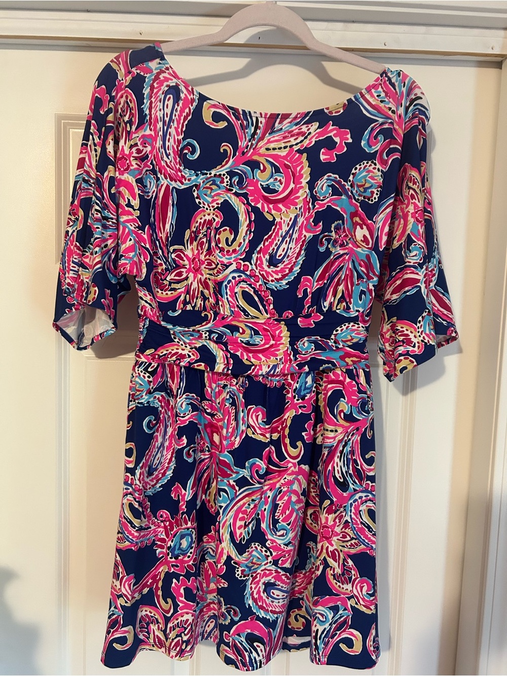 Lilly Pulitzer Navy Romper Dress with Pink & Teal Paisley